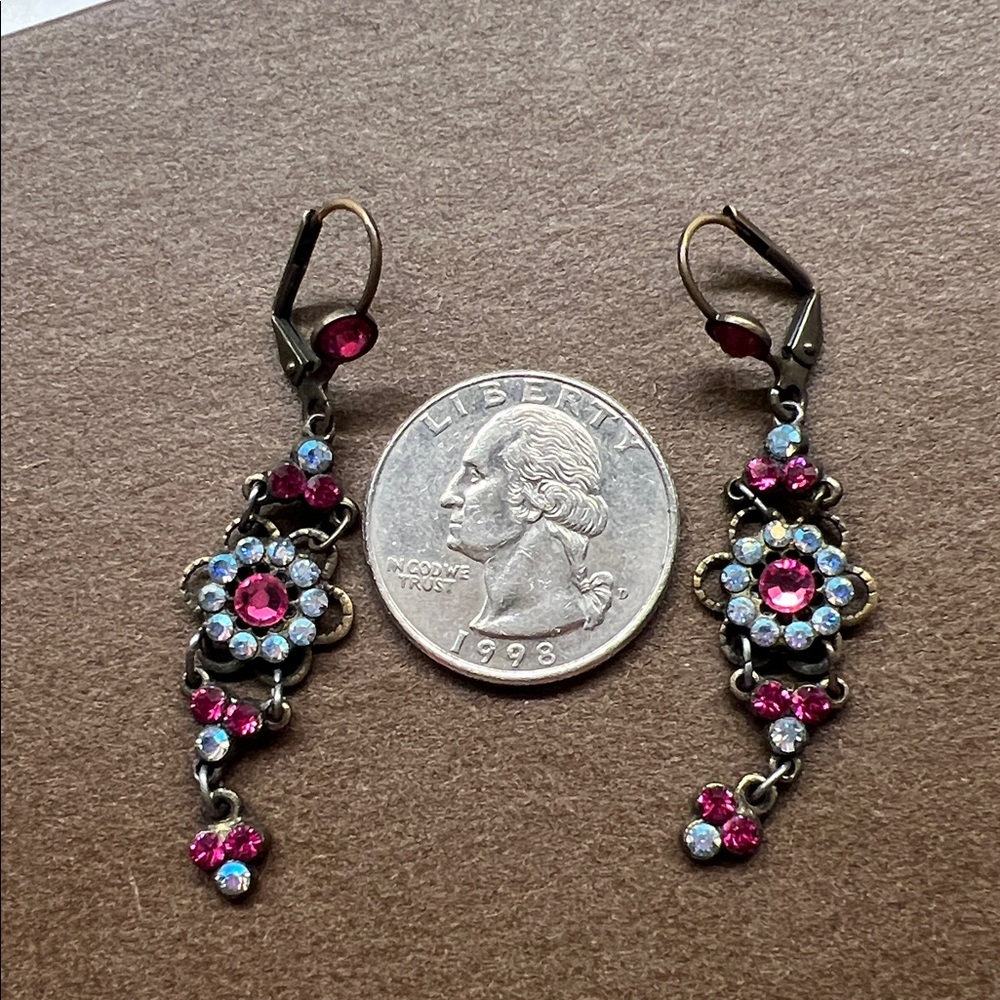 Michal Negrin pink and blue earrings - Picture 2 of 3